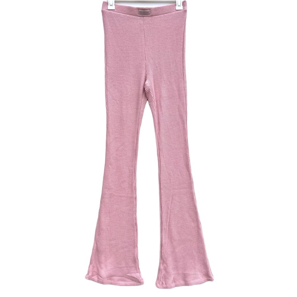 Set Active Waffle Knit Flare Pants Pink Size Small